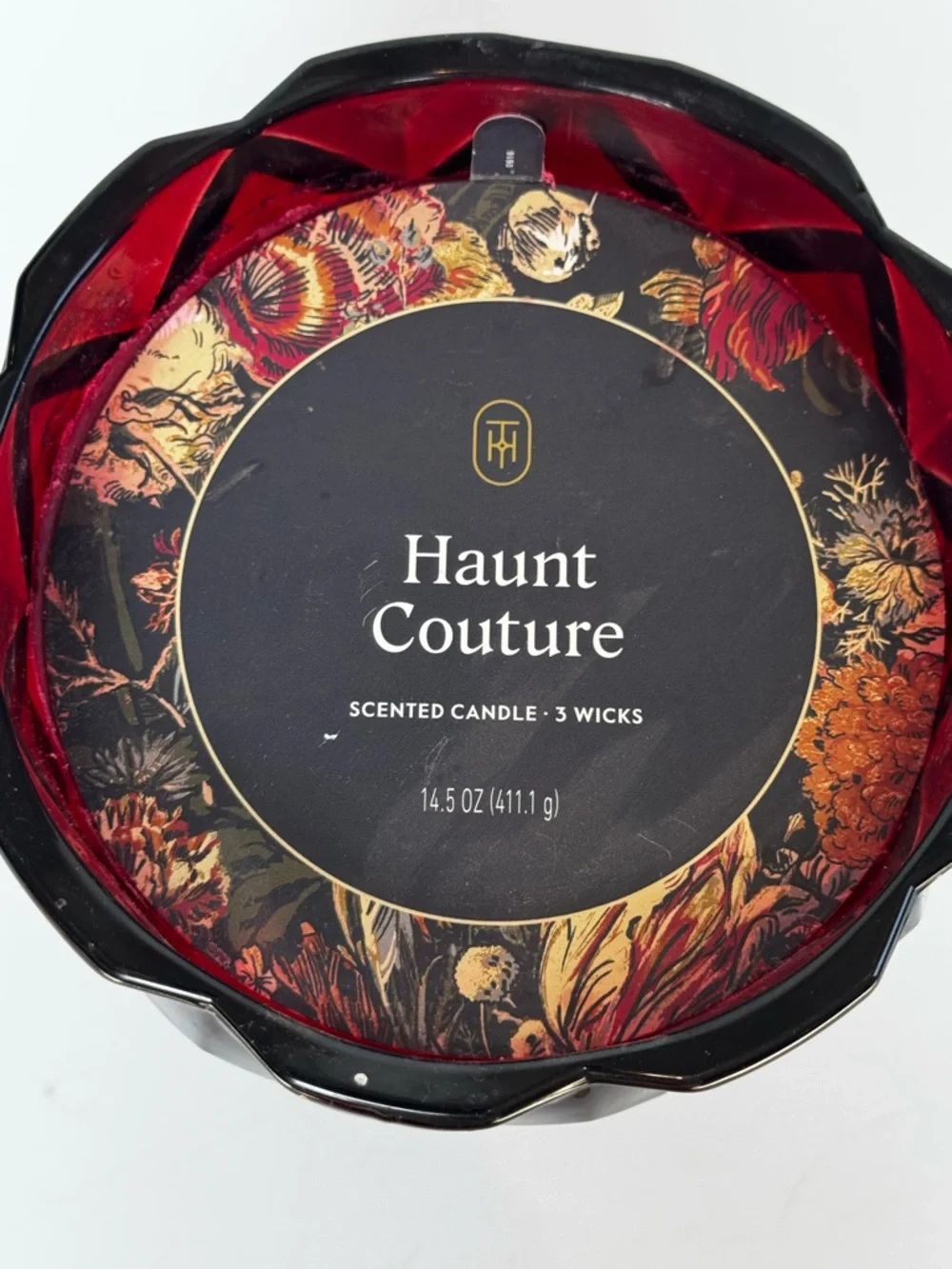 Threshold Faceted Coup Haunt Couture Large Glass Filled Red Wax 14.5oz Candle - Picture 7 of 9